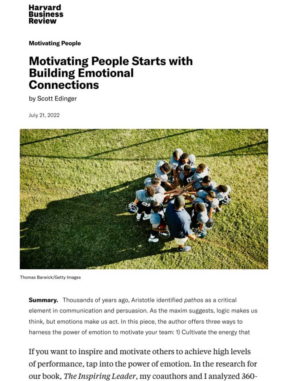 Motivating people starts with building emotional connections